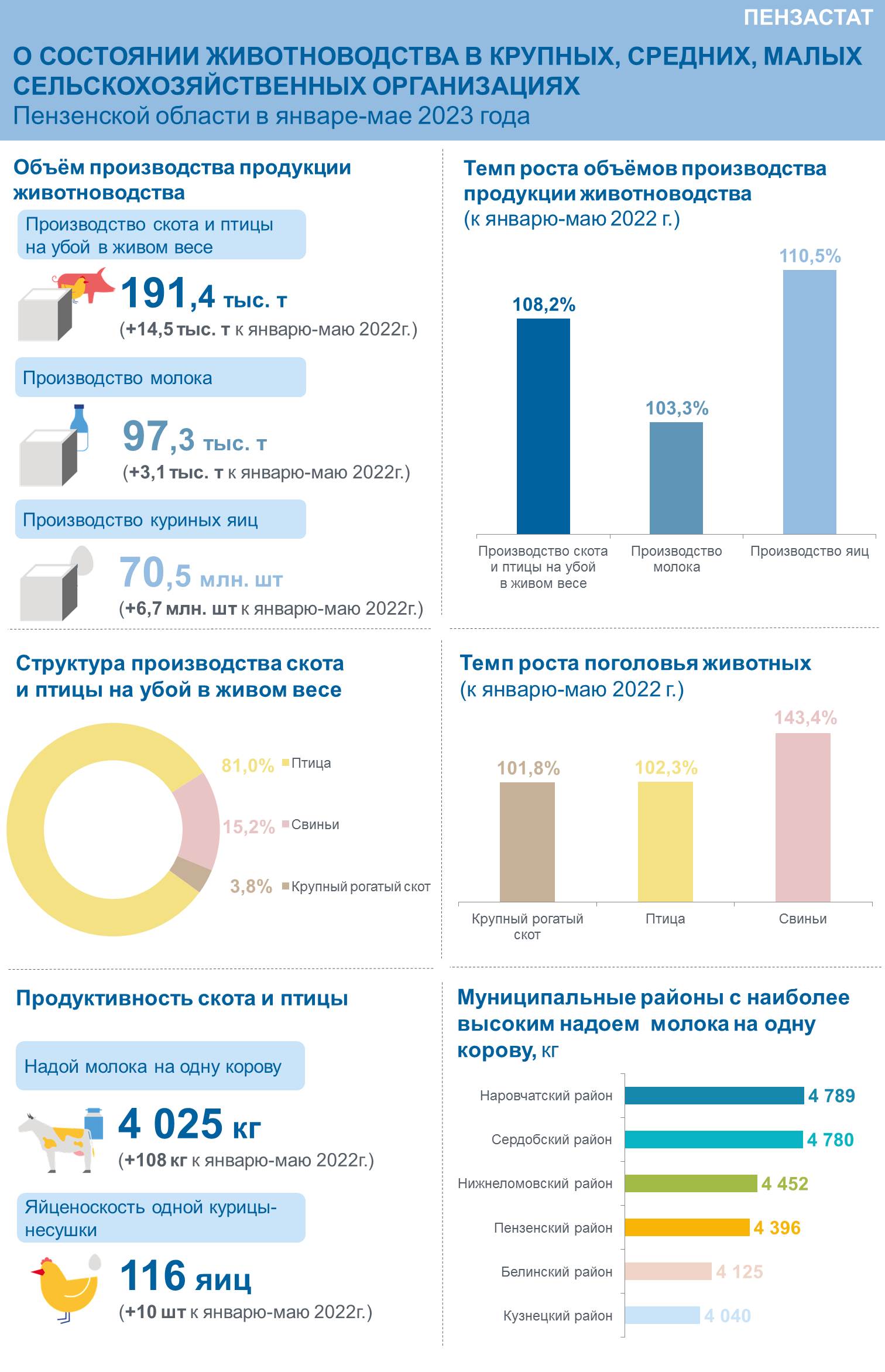 О состоянии животноводства в крупных, средних, малых сельскохозяйственных организациях Пензенской области в январе - мае 2023 года О состоянии животноводства в крупных, средних, малых сельскохозяйственных организациях Пензенской области в январе - мае 2023 года