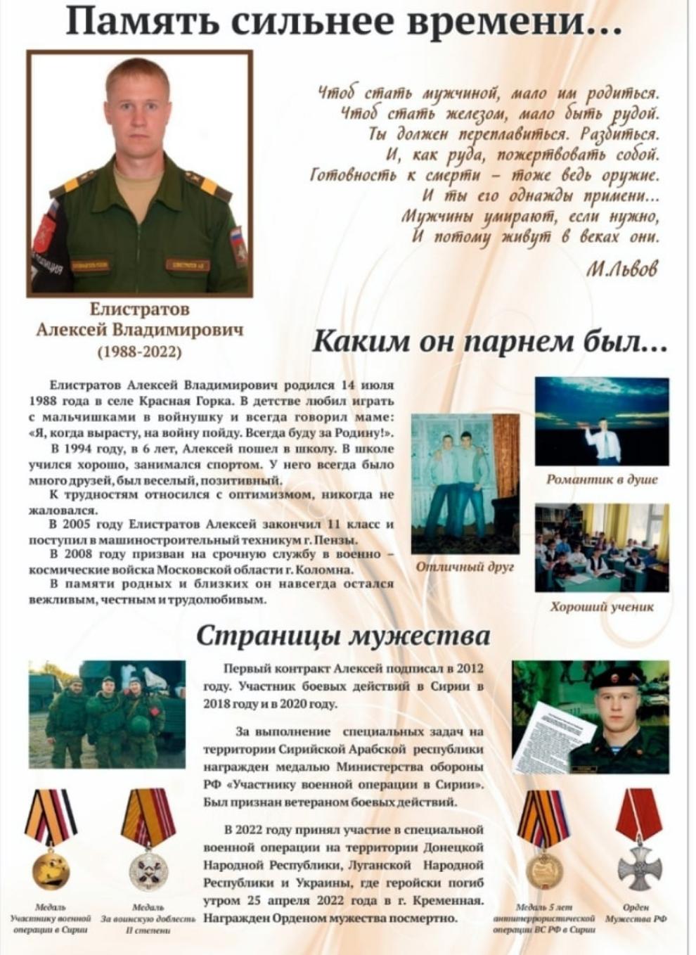 В музее МОУ СОШ с.Красная Горка появился уголок героя "Память сильнее времени