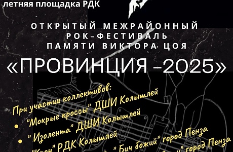 Приглашаем на традиционный открытый межрайонный рок-фестиваль, посвящённый  памяти Виктора Цоя «Провинция -2025»