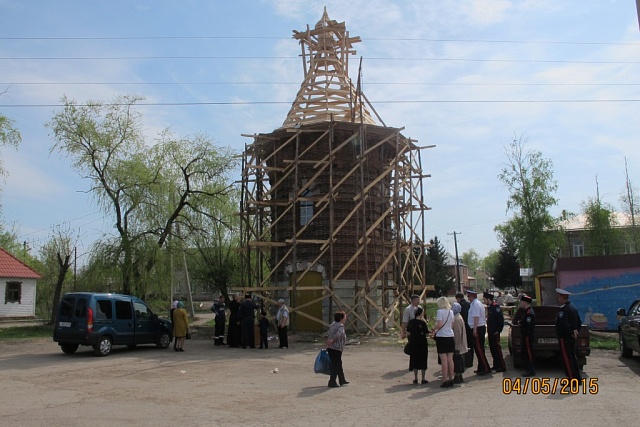 Освящение и установление креста на казачью часовню в р.п. Колышлей